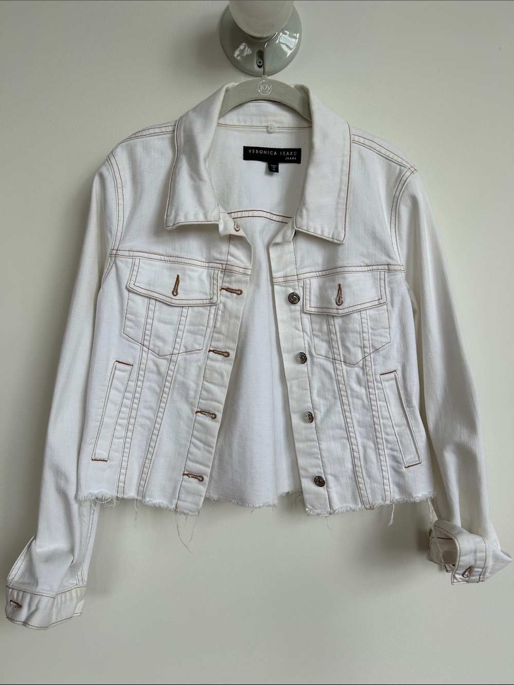 Veronica Beard White Cropped Jean Jacket